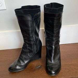 Kenneth Cole Warm Heart Black Leather and suede boots 7.5